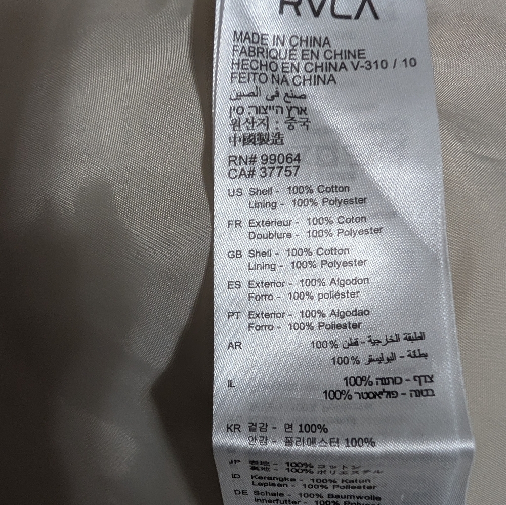 RVCA Eezeh Corduroy Puffer Jacket Size Small - Picture 16 of 16